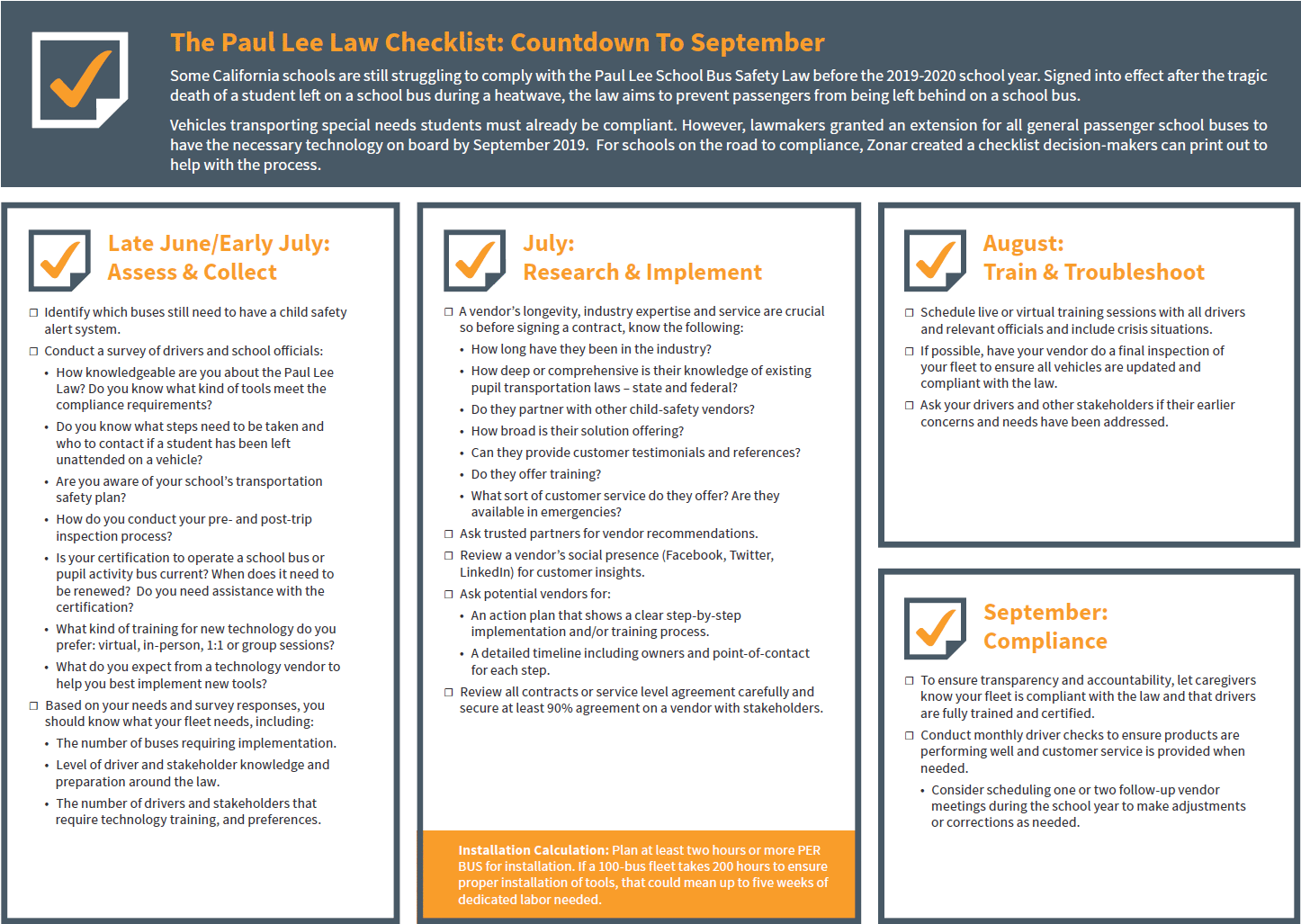 Paul Lee School Bus Safety Law Checklist