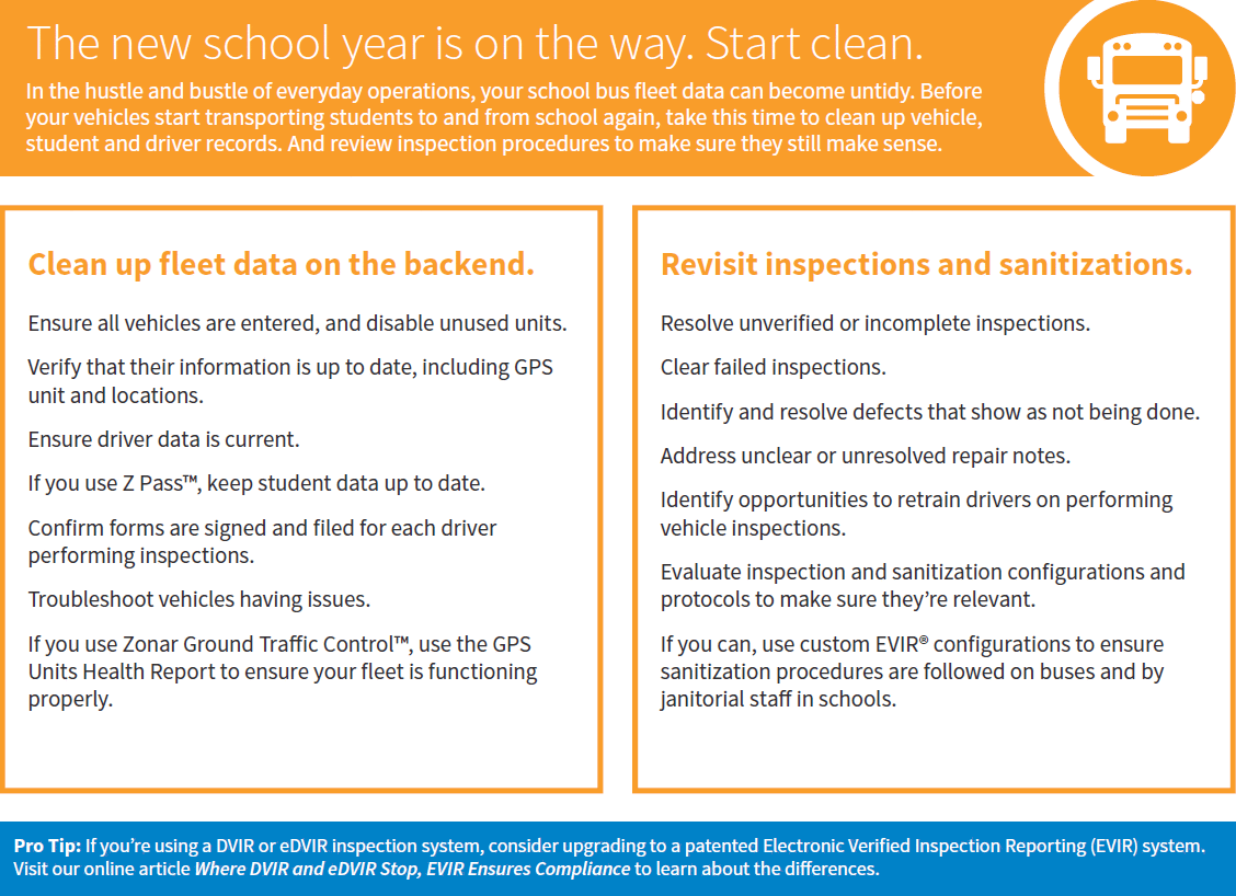 Start the school year with clean fleet data with Zonar Systems.