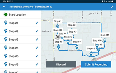 Recording bus route